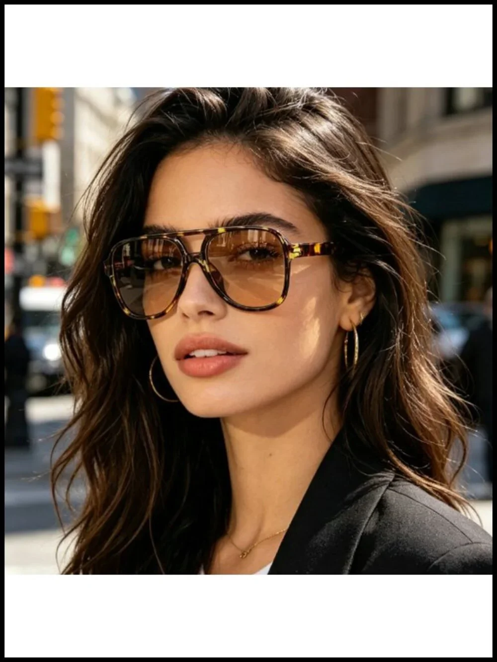 Vintage Oversized Double Beam Pilot Sunglasses Men Women UV400 Large Square